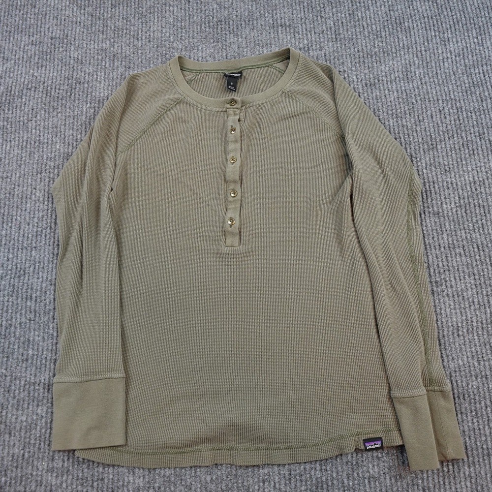 Patagonia Thermal Henley Shirt Womens Small Green Waffle Hiking STY54315
